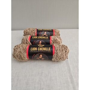 Lot Of 3 Lion Brand Lion Chenille Yarn Mocha Tan Brown, Soft